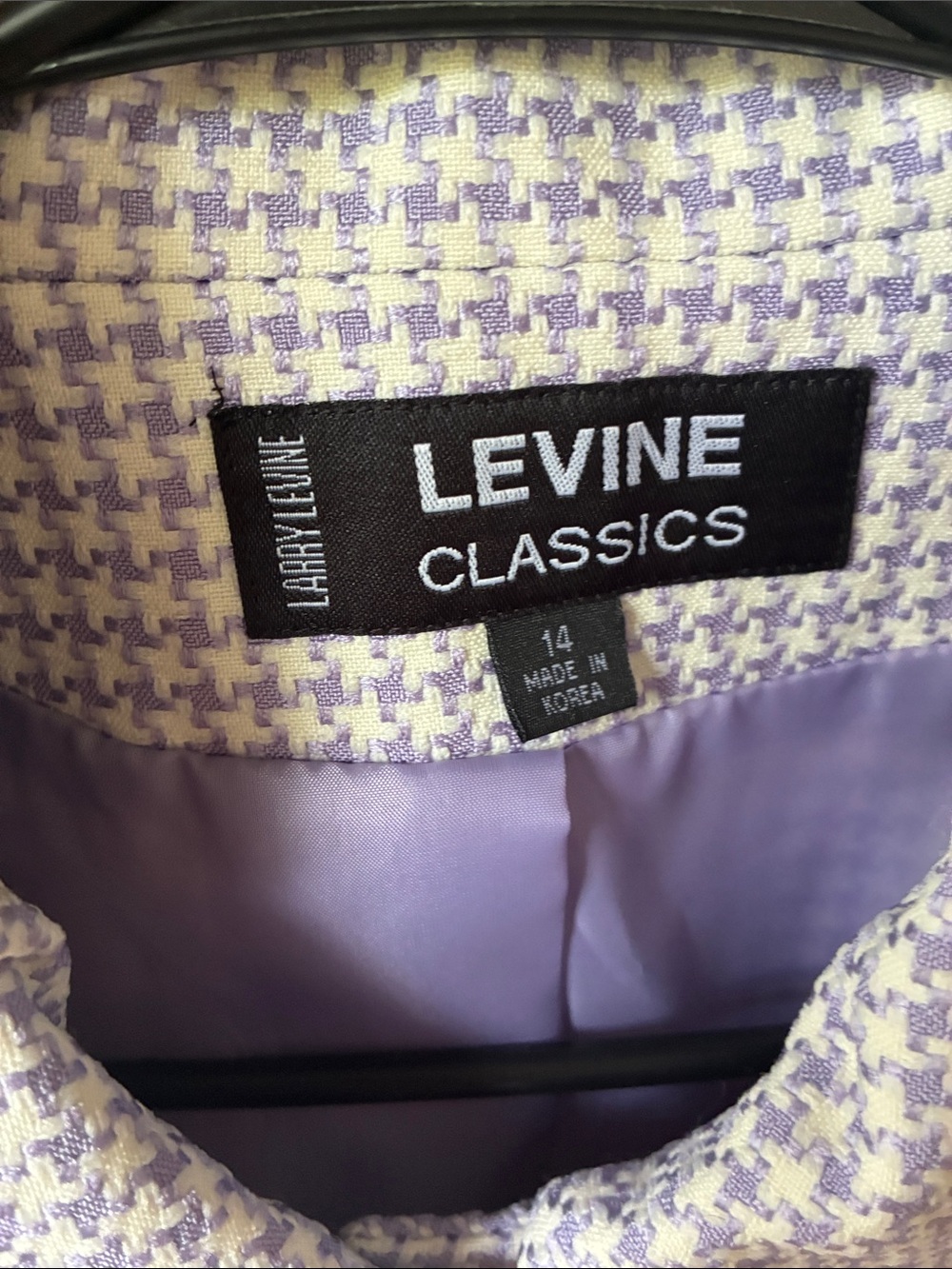 Larry Levine Lavender and White Houndstooth Cropped Blazer - Picture 2 of 2
